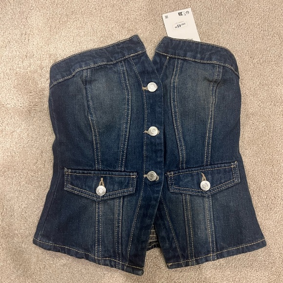 NWT ZARA Strapless TRF Denim Corset Top XS - Picture 6 of 9
